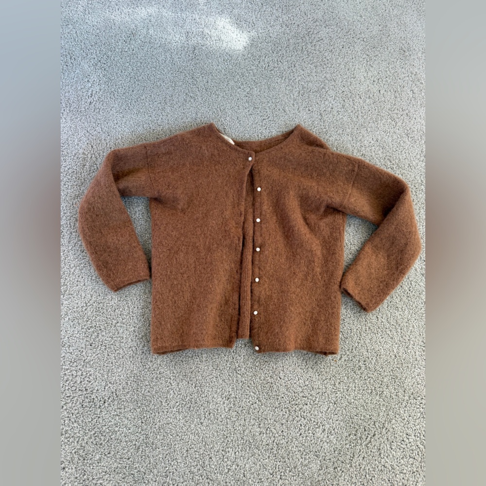 Sezane Gaspard Button Cardigan in Chestnut Brown - Picture 4 of 10